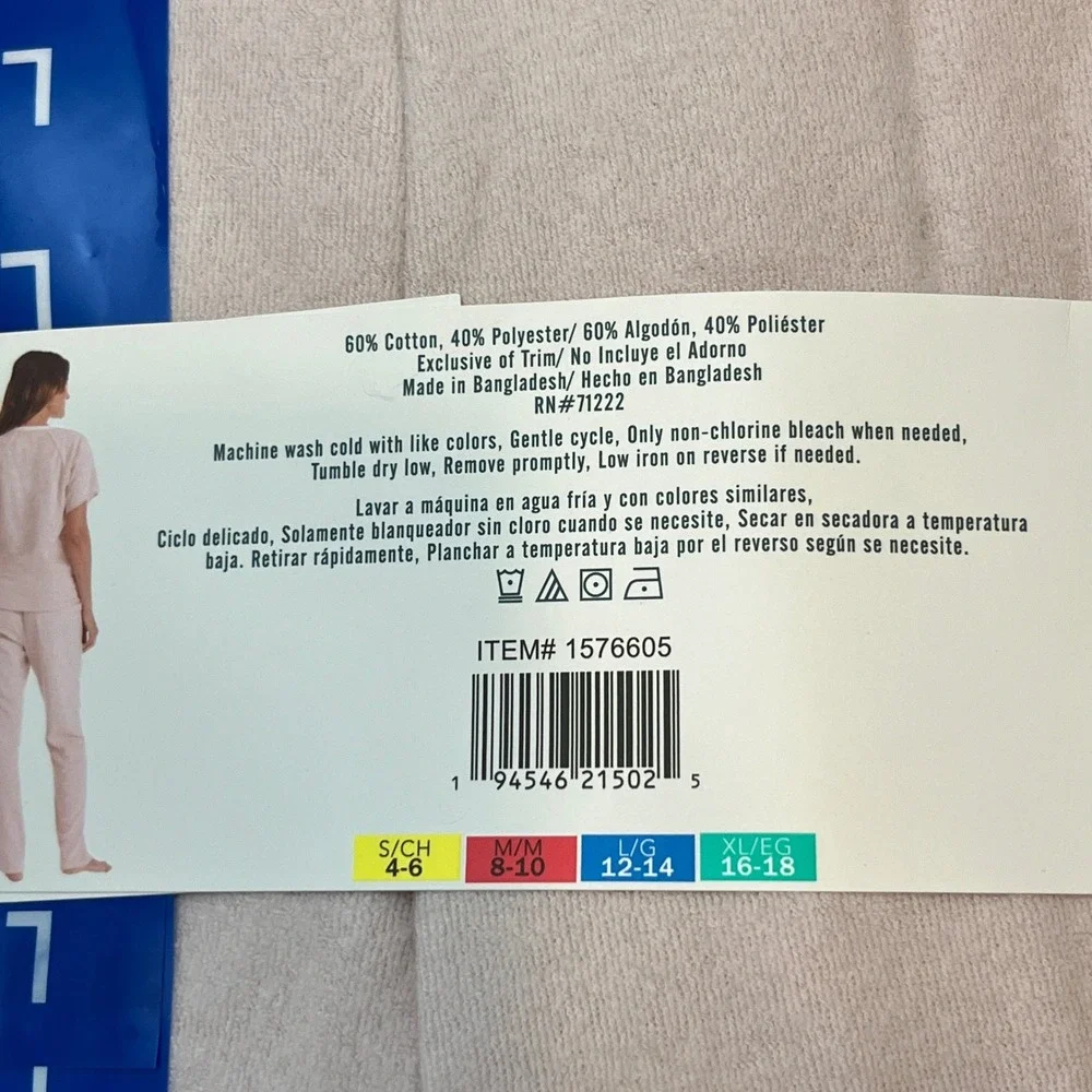 Lucky‎ Brand Women's 4 Piece Pajama Set Pink V Neck Tee Tank Shorts Pants L - Picture 7 of 9